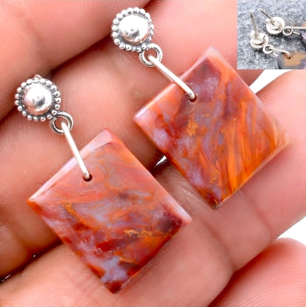 Natural Pietersite 925 Sterling Silver Earrings Fall Gift